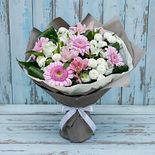 Букет цветов из:  Герберы, Альстромерии и Хризантемы в Горном Саратовская область