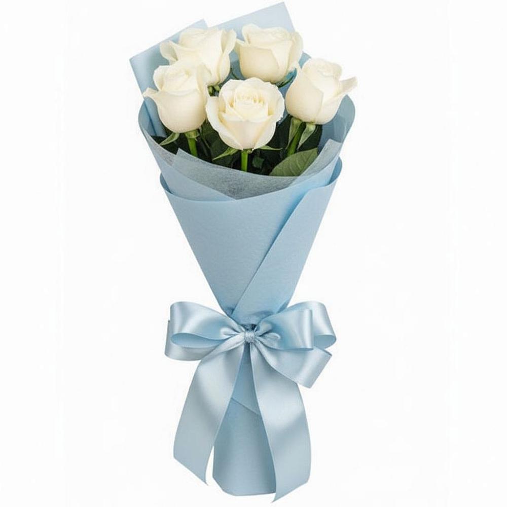 Букет 5 Белых роз Проуд в Горном Саратовская область