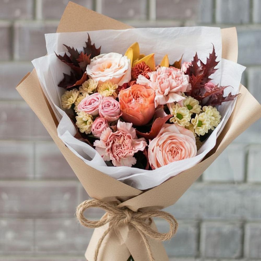 Букет цветов из: Гвоздики, Хризантемы и Розы в Горном Саратовская область