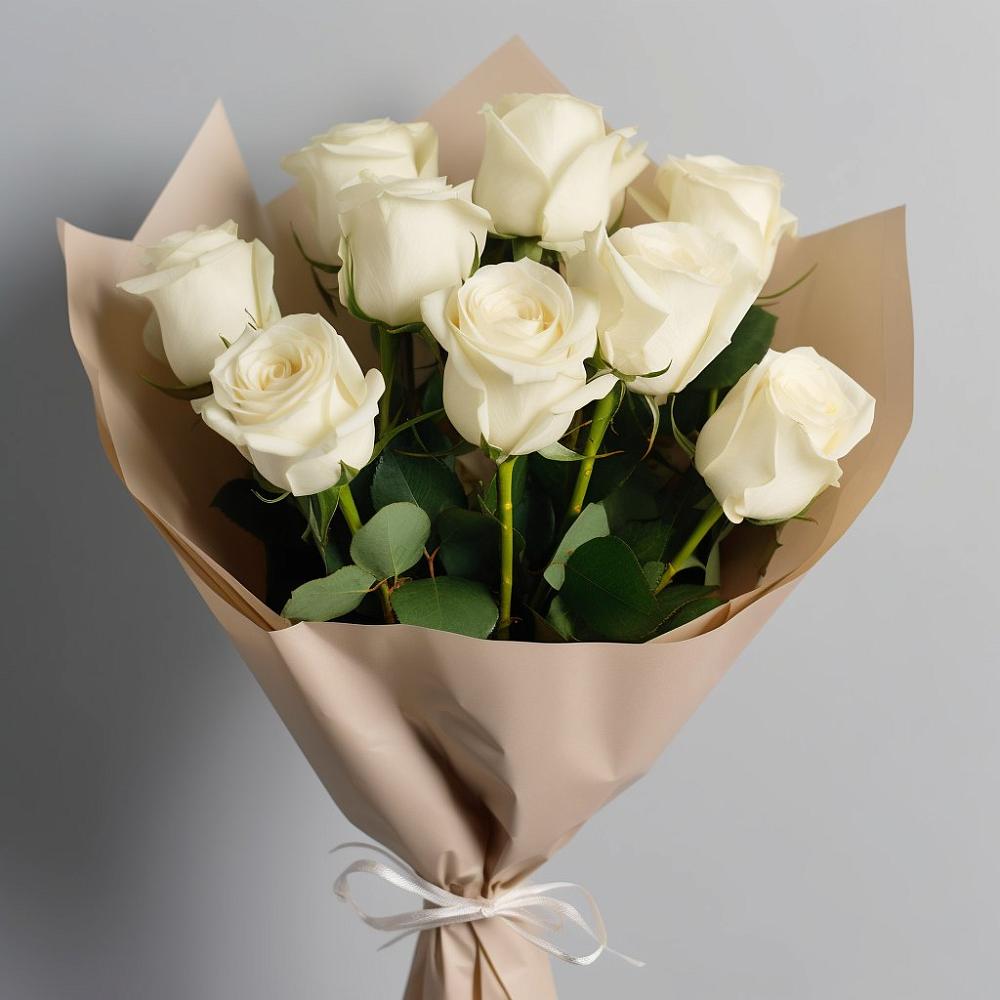 Букет 9 Белых роз Эдлесс Лав в Горном Саратовская область
