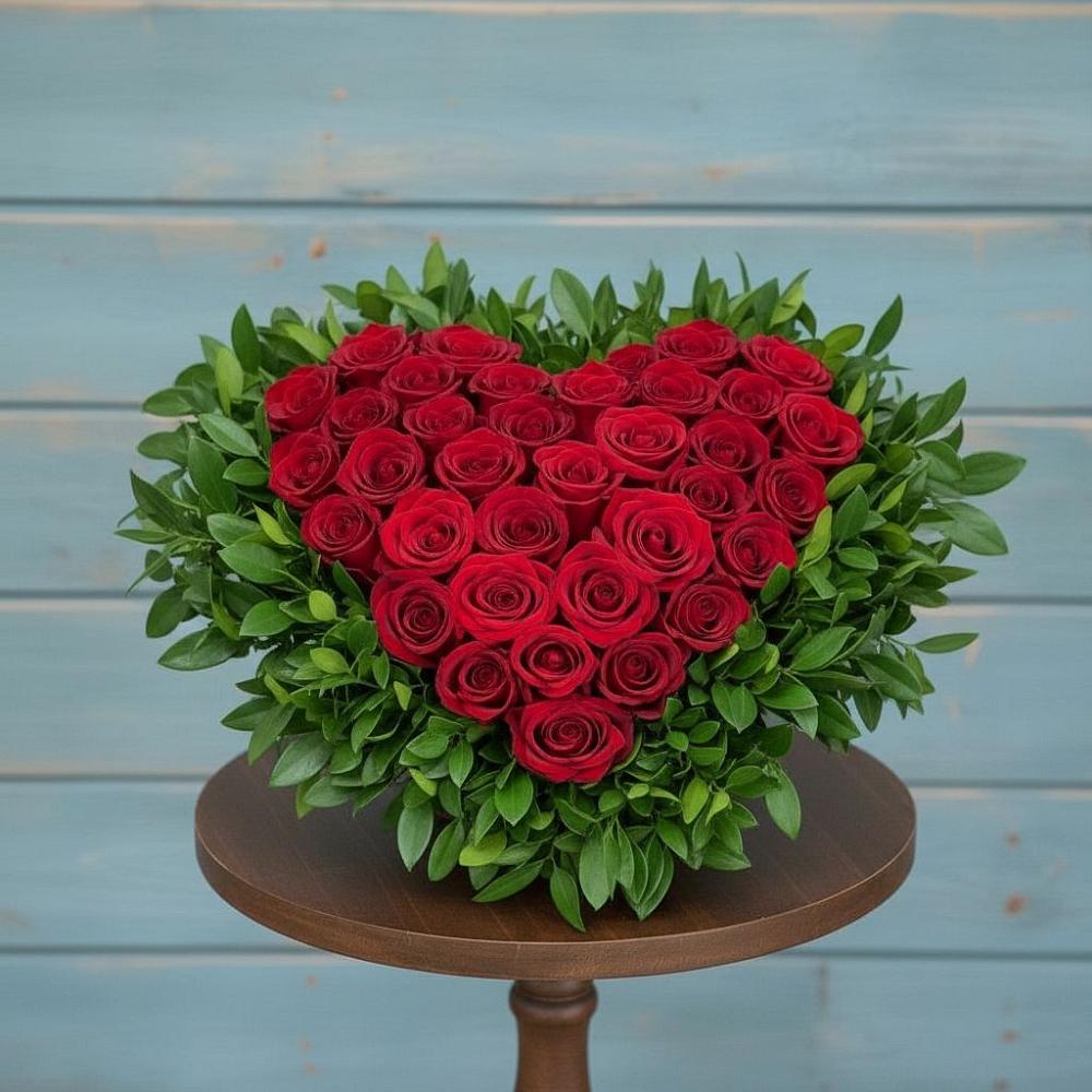 Цветочная композиция из Розы в виде сердца в Горном Саратовская область