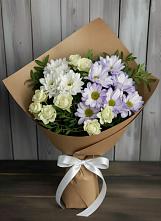 Букет цветов из:  Хризантемы и Розы в Горном Саратовская область