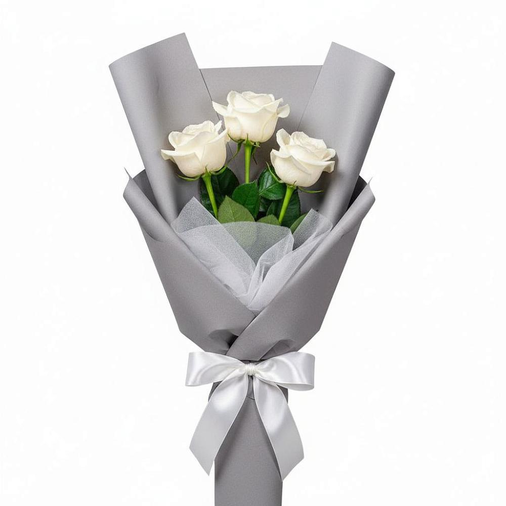 Букет 3 белые розы в Горном Саратовская область