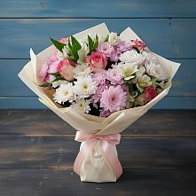 Букет цветов из:  Хризантемы, Альстромерии и Розы #REPLACE_PRED# Горном Саратовская область