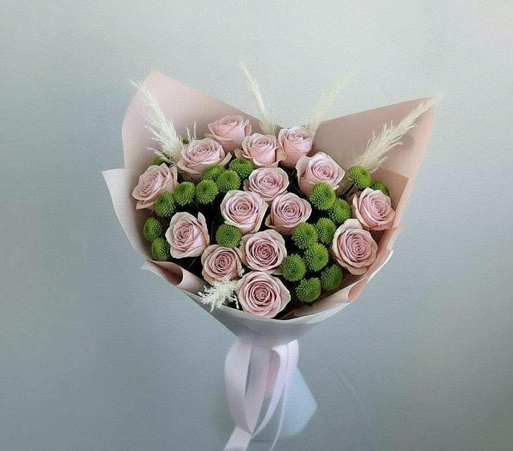 Букет цветов из: Розы и Хризантемы в Горном Саратовская область