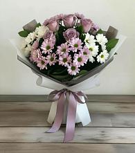 Букет цветов из:  Хризантемы и Розы в Горном Саратовская область
