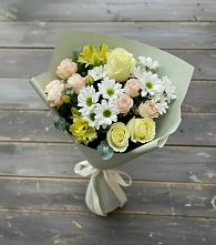 Букет цветов из:  Альстромерии, Розы и Хризантемы в Горном Саратовская область