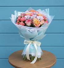 Букет цветов из:  Хризантемы и Розы в Горном Саратовская область